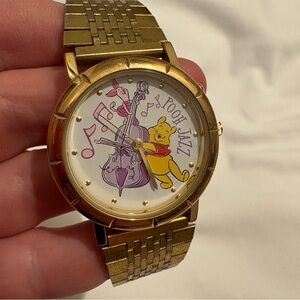 Vintage Timex x Pooh Winnie the Pooh and Piglet Jazz Gold Tone Watch